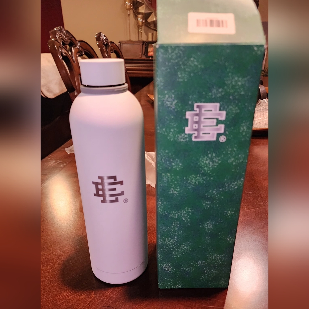 Sleek White Metal Water Bottle by Eric Emanuel EE